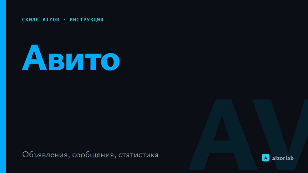 Скилл Авито API в Aizor: как подключить и автоматизировать объявления