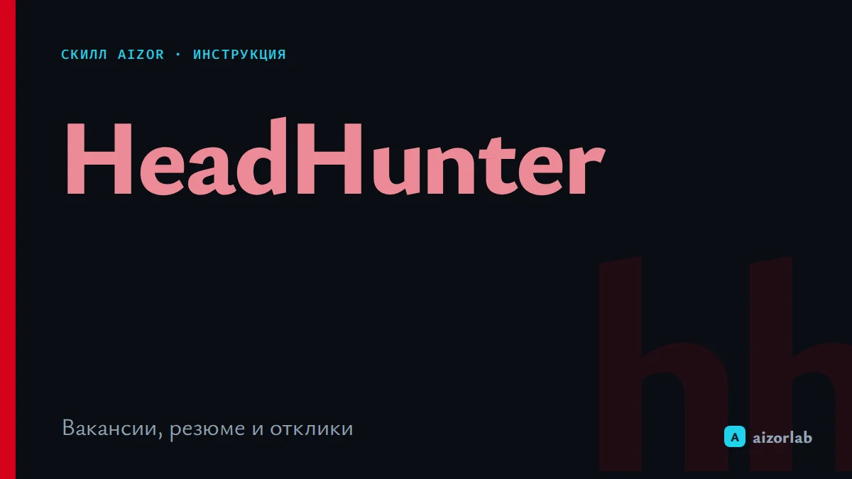 Скилл HeadHunter в Aizor: как подключить API hh.ru и работать с вакансиями и откликами